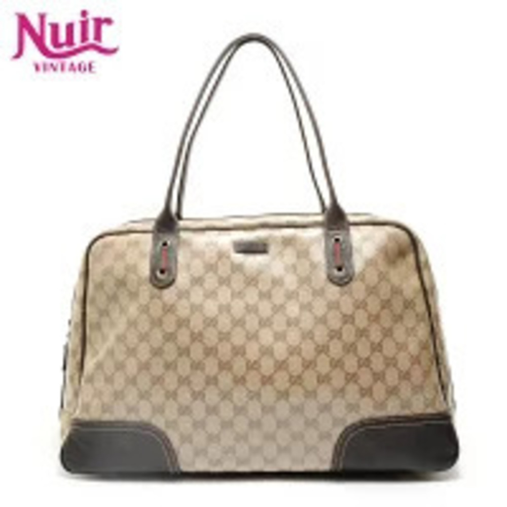Gucci Sherry GG Crystal Canvas Boston Bag Beige